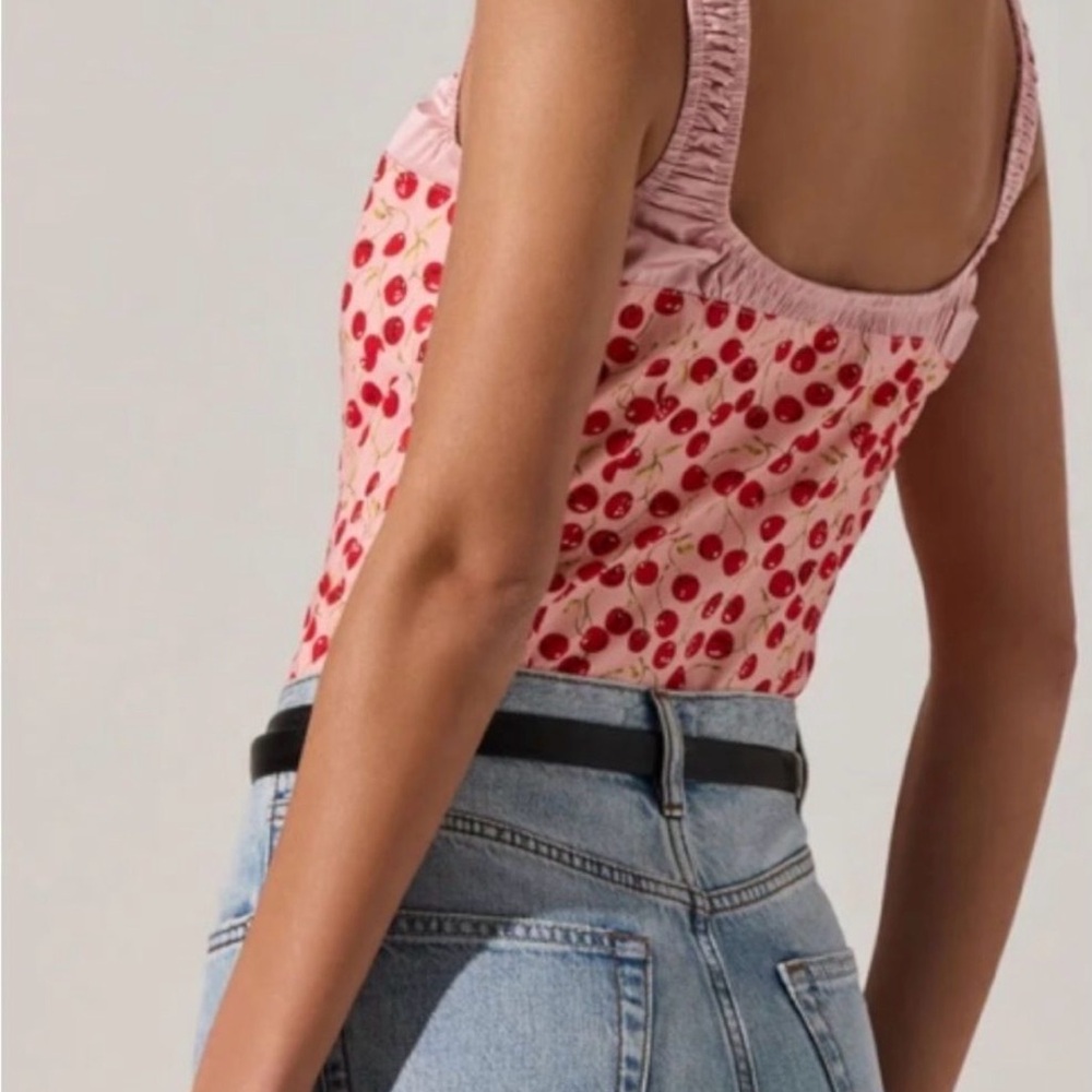 ASTR The Label Cherry Pink Milkmaid Cropped Cami Valentines Bustier Top S NWT - Picture 2 of 12